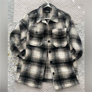 ONLY Black and Cream Plaid Jacket